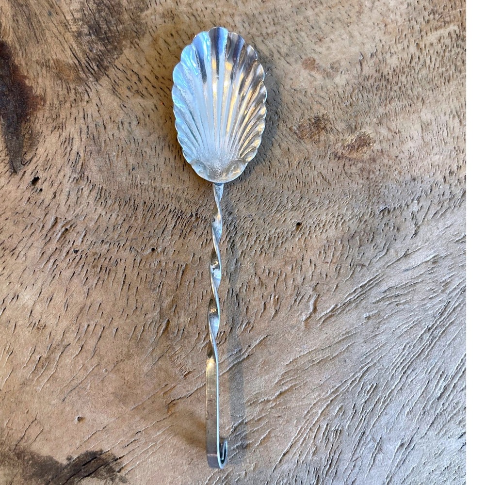Vintage Raymond Sterling Shell Spoon Twisted Handle Sterling Silver 4.5" Sugar